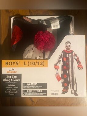Boys' Big Top Bling Clown Costume - NEW - L (10/12)